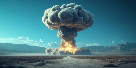 isolated background featuring a nuclear mushroom cloud