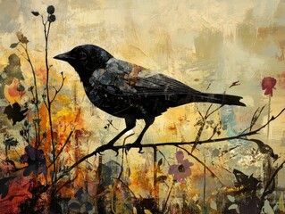 Wall Mural - raven on the tree