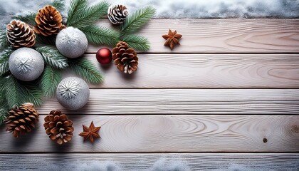 christmas decoration on wooden background