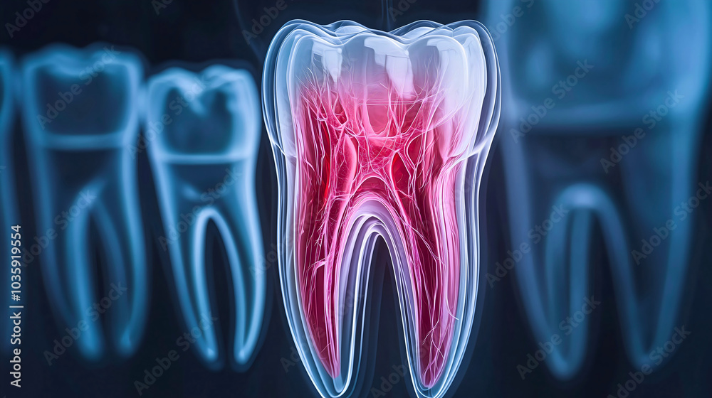 Inflammation of the tooth pulp, as seen in the picture, causes severe ...