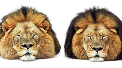Poster - Lions Resting Peacefully on the Ground in a Detailed Collection Set Generative AI