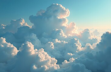 Wall Mural - soft clouds drifting across a clear blue sky fluffy clouds floating in a bright blue sky