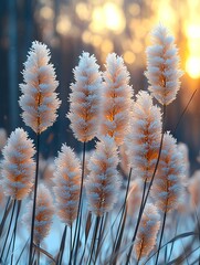 Wall Mural - Bunch of white flowers that are covered in frost