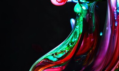 Poster - Vibrant swirling abstract liquid paint on transparent background.