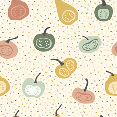 Poster - Funny pastel colored pumpkins seamless pattern