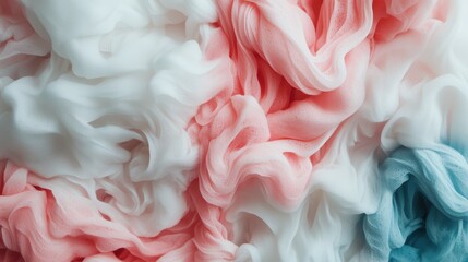 Poster - An abstract image showcasing a mix of white, pink, and blue foam-like textures blended together, creating an organic and artistic visual sensation.