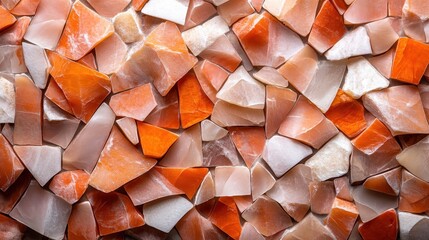 Poster - Intricately arranged warm-toned stones form a fragmented mosaic, showcasing a dynamic interplay of shapes and colors, perfect for adding depth to artistic designs.