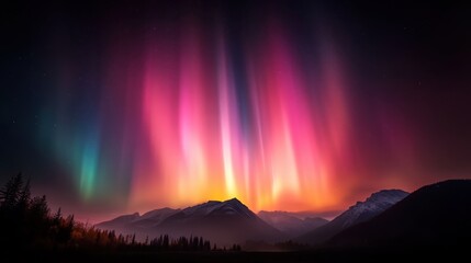 stunning aurora borealis lights illuminate the night sky in vivid colors, casting an ethereal glow o