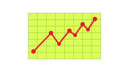 Poster - Rising up data points line chart against grid pattern 2D object animation. Increase profits sales cartoon 4K video, alpha channel. Economy statistics animated flat item on white background