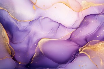 Poster - Sophisticated abstract artwork: graceful composition utilizing alcohol ink method. Airy and light wallpaper. Combination of colors creating distinctive flow with shimmering gold accents