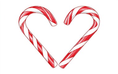 Heart-shaped arrangement of red and white candy canes representing love during the festive winter season