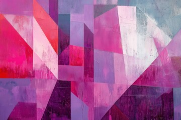 Poster - Vibrant shades of purple and pink abstract geometric shapes in motion