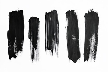 Poster - Compilation of dark ink patterns. Brush techniques on a light canvas