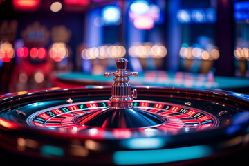 Casino roulette table close up