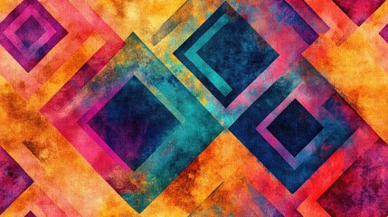 Poster - Colored Repeated Brush Design Bohemian Geometric Tie Dye Ethnic Batik Patterns Colorful Abstract Splash Multicolor Dyed Artwork Boho Brush Stroke Colored Geometric Textile Vibrant Hand Abstracted 