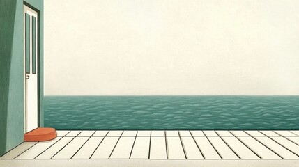 Poster - Empty Ocean Green Background Wall
