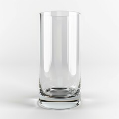 Tall empty drinking glass standing on a white background