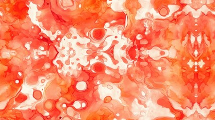 Poster - Abstract Kaleidoscope Shapes Orange Artistic Texture Red Stain Tile Decorative Surface Pattern Ink Effect Paint Seamless Red Swimwear Artwork Optical Repeat