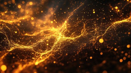 Poster - Radiant lines illuminate the dark backdrop creating captivating flashes of light An abstract shimmering background enhanced by glowing effects