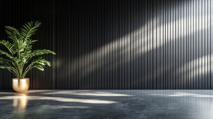 Poster - Modern minimalist wall mockup displayed on an industrial surface featuring 3D rendering design