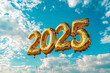 © Lara - 2025 golden balloons, Happy New Year, welcome 2025, the number '2025' with fireworks behind, people celebrating the new year