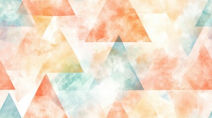 Poster - Watercolor pastel triangle seamless pattern background