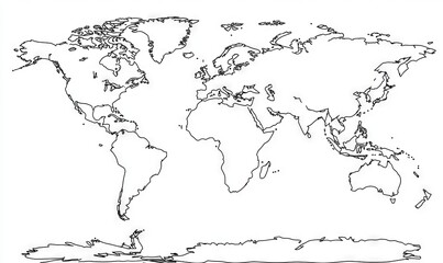 Innovative design showcasing the world map in a minimalist one-line style.