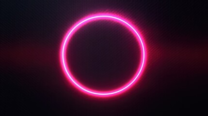 Poster - Neon circle light effect with glowing rays Isolated frame on a dark background