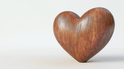 Poster - 3D Rendering of a Side View of a Wooden Heart Isolated on a White Background