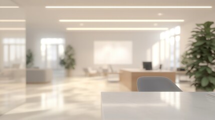 Poster - 3d rendering of a beautifully abstract blurred office interior with a defocused working space