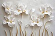 © Masque - Stunning 3D relief artwork showcasing white iris blooms with gold accents.