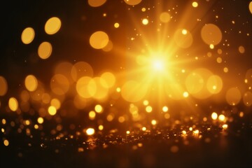 Canvas Print - radiant golden light with glowing bokeh for holiday celebrations and festive designs.