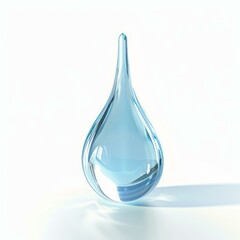 Poster - Large, transparent, shiny water drop standing on a white background