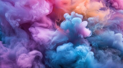 Fototapete - Vibrant swirls of smoke in hues of purple, pink, and blue blend together, creating an eye-catching abstract composition that captivates the viewer's attention