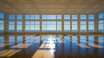 Poster - A bright and spacious studio features expansive windows that provide stunning panoramic views and fill the room with natural light, perfect for creative activities
