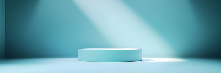 Abstract pastel teal color and gradient cyan light background with mint green table backdrops display product design. Turquoise empty space room for showing. Blur 3D render podium stage vector texture