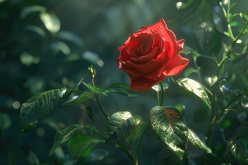 A red rose bloom by gift