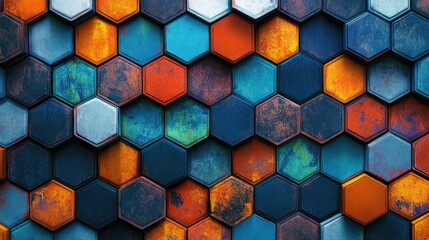 Poster - Bright hexagon pattern on a seamless tiled background