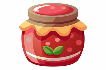 Wall Mural - Rhubarb jam in glass jar and fresh rhubarb vector illustration