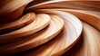 © Larisa AI - The image showcases a beautiful abstract design with smoothly curved wooden surfaces creating an intricate circular pattern that emphasizes fluidity and movement.