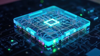 Poster - Futuristic Metal Chip on Circuit Board