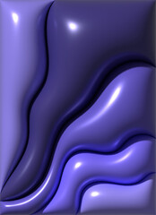 Aufkleber - Abstract image with smooth, wavy lines with a glossy effect, sense of three-dimensionality and iridescence, 3D rendering illustration