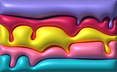 Aufkleber - Abstract image with smooth, wavy shapes with a glossy effect, sense of three-dimensionality and iridescence, 3D rendering illustration