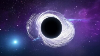 Poster - Black hole in space. Scientific phenomena of black hole star in space attracting galaxies