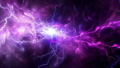 Wall Mural - purple lightning in the space, computer generated abstract background