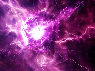 Wall Mural - purple lightning in the space, computer generated abstract background