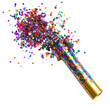 © Thanawin - Colorful confetti explosion from a party popper on white isolated background.