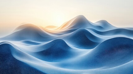 Wall Mural - muted blue organic abstraction, flowing shapes in soft tones creating a serene, minimalist compositi