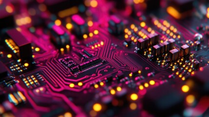 Wall Mural - Close up of a high-tech cip embedded in a circuit board , technology, electronics, microchip, computer, hardware