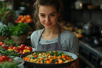 Aufkleber - a person taking time to prepare a home-cooked meal from scratch, appreciating the process. concept o
